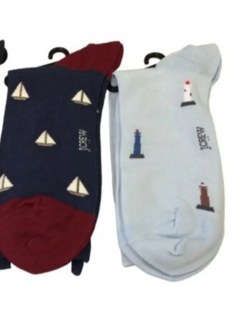 J Crew Men's Crew Socks OSFM Sailboats Lighthouses Set of 2